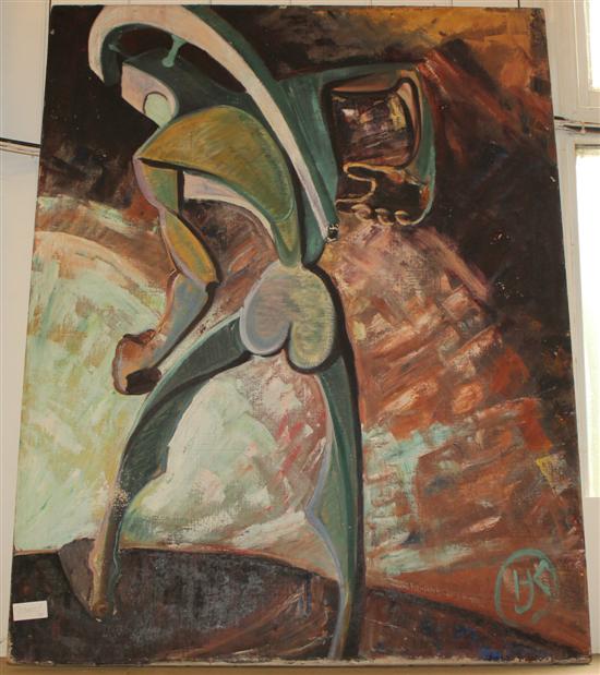 What future by Hilda Jillard abstract figurative oil